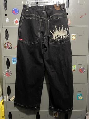 JNCO jeans black denim vintage 90s crown pocket size 31